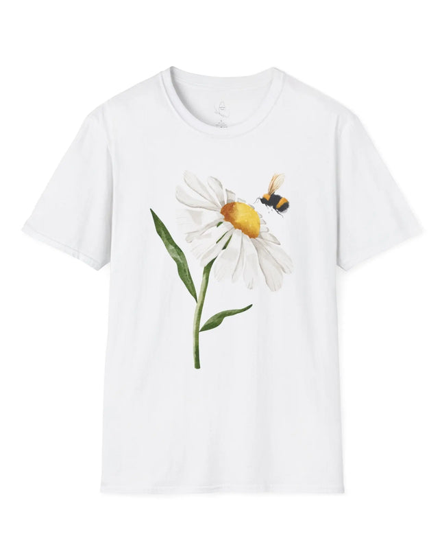 Bee & Daisy Unisex Softstyle T-Shirt - Nature-Inspired Design Printify