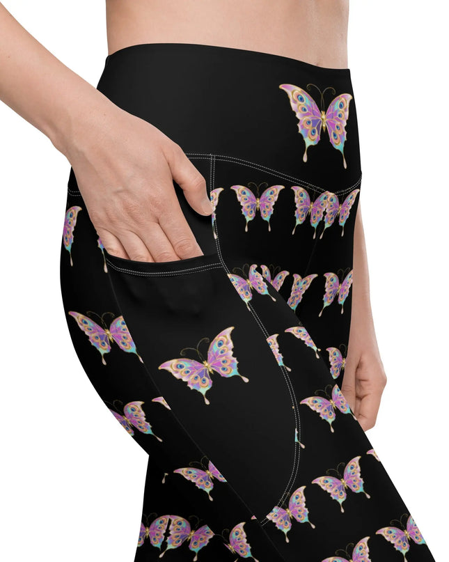 Butterfly Elegance All Over Print Leggings with pockets - The Butterfly Mama