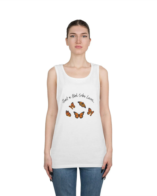 Butterfly Tank Top - Just a Girl Who Loves Monarch Butterflies Printify