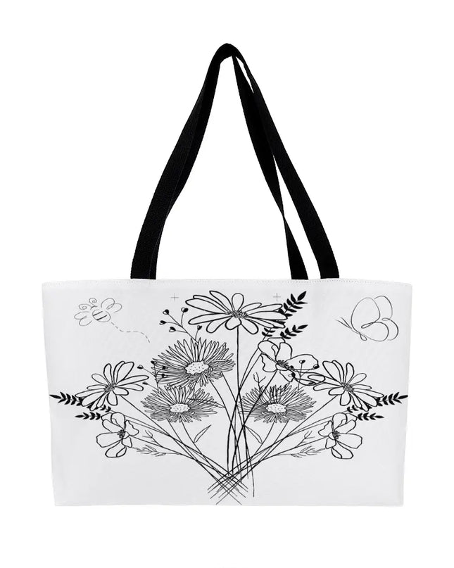Chic Floral Sketch Weekender Tote Bag - The Butterfly Mama