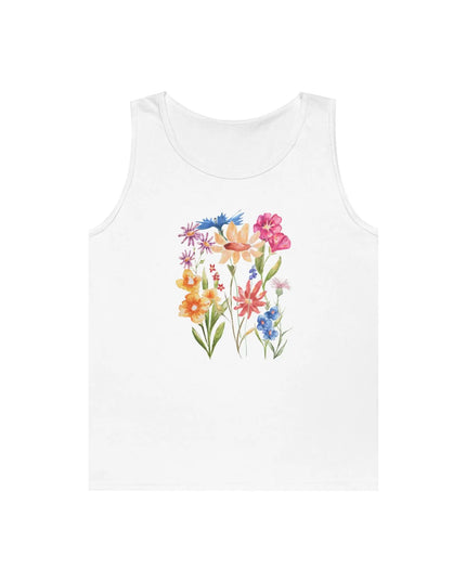 Floral Print Unisex Heavy Cotton Tank Top - Summer Vibes, Outdoor & Casual Wear - The Butterfly Mama