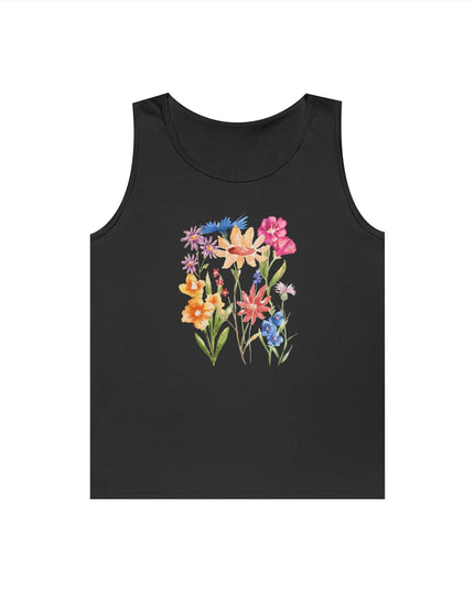 Floral Print Unisex Heavy Cotton Tank Top - Summer Vibes, Outdoor & Casual Wear - The Butterfly Mama
