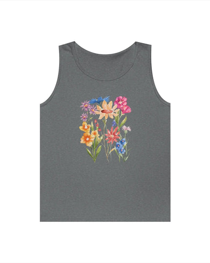 Floral Print Unisex Heavy Cotton Tank Top - Summer Vibes, Outdoor & Casual Wear - The Butterfly Mama
