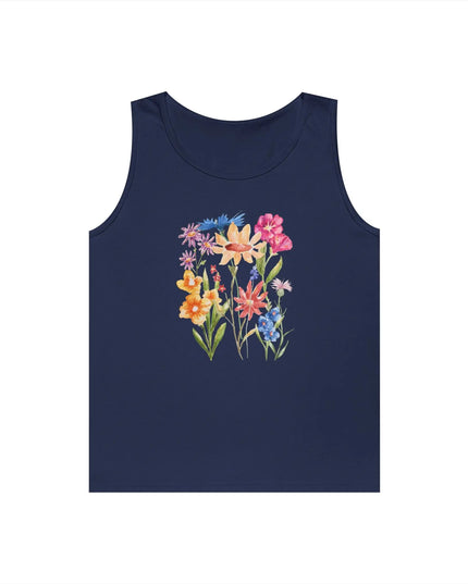 Floral Print Unisex Heavy Cotton Tank Top - Summer Vibes, Outdoor & Casual Wear - The Butterfly Mama