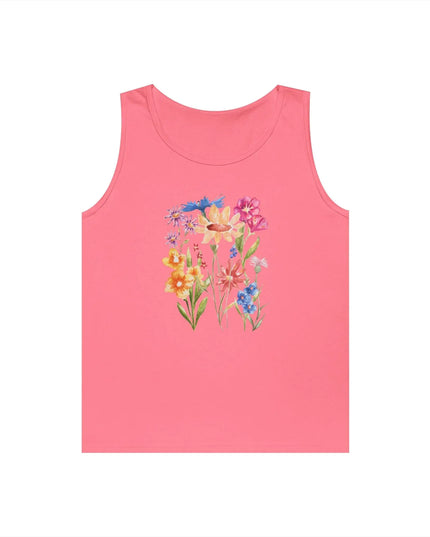 Floral Print Unisex Heavy Cotton Tank Top - Summer Vibes, Outdoor & Casual Wear - The Butterfly Mama